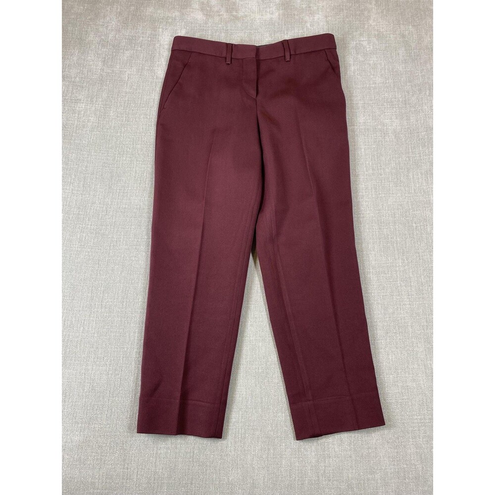 Miu Miu Pants Womens 40 Red Wool Blend Twill Cropped Ankle Dress Italy Pockets